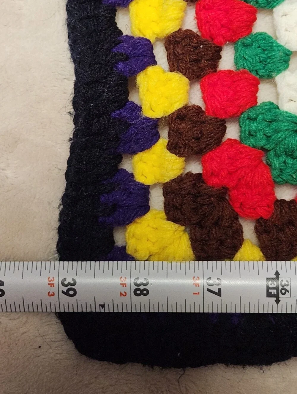 Handmade Crochet Granny Square Blanket Afghan Multi-Color Large Throw 5'2